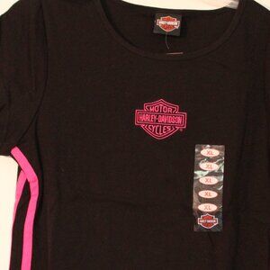 Harley-Davidson Black w/Pink side stripes   Short sleeve T-shirt Women's XL New